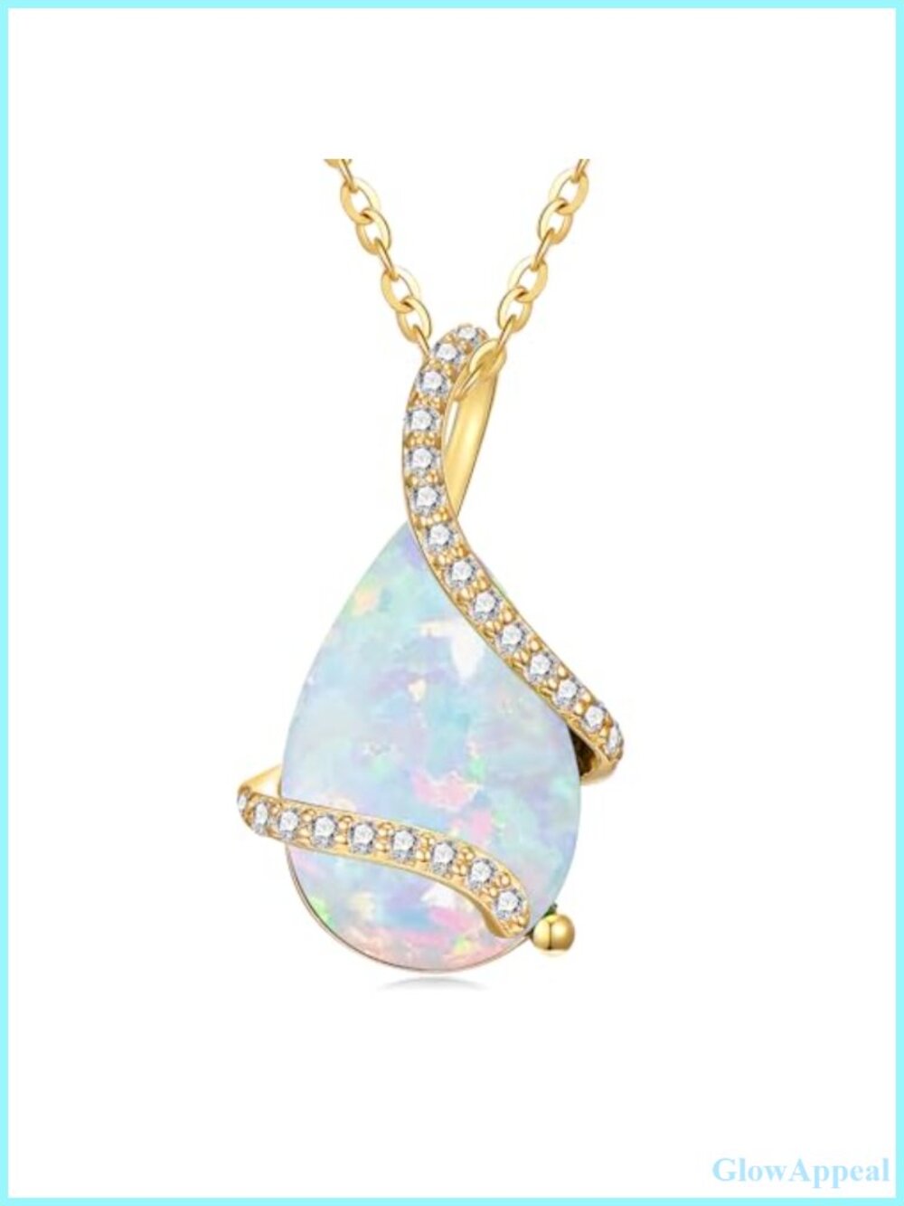 Solid 14K Gold Pear Shaped Birthstone Necklace for Women Teardrop Pendant